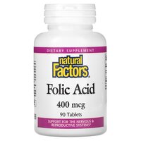 Вітаміни та мінерали Natural Factors Folic Acid 400 mcg, 90 таблеток