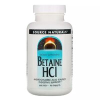 Натуральна добавка Source Naturals Betaine HCl 650 mg, 90 таблеток