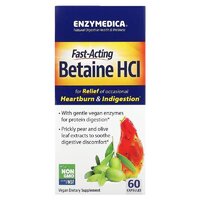 Натуральна добавка Enzymedica Betaine HCL, 60 капсул