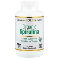 Натуральна добавка California Gold Nutrition Organic Spirulina, 720 таблеток