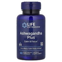 Натуральна добавка Life Extension Ashwagandha Plus, 60 вегакапсул