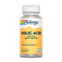 Вітаміни та мінерали Solaray Folic Acid 470 mcg, 100 вегакапсул