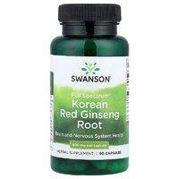 Натуральна добавка Swanson Korean Red Ginseng Root 400 mg Full Spectrum, 90 капсул