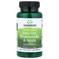 Натуральна добавка Swanson Valerian, Chamomile & Hops Full Spectrum, 60 капсул