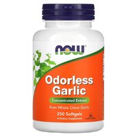 Натуральна добавка NOW Odorless Garlic, 250 капсул