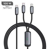 Кабель двойной с быстрой зарядкой Toocki PD100W 1.2 м, Type C to Type C/Type C - Grey