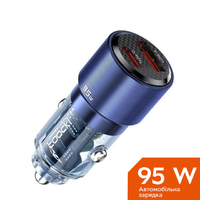Toocki 95W (1 Type-C 65w + 1 USB 30w), Blue Transparent