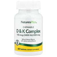 Natures Plus Chewable D&K Complex, 60 жувальних таблеток
