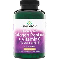 Препарат для суглобів і зв'язок Swanson Hydrolyzed Collagen Peptides + Vitamin C Types I and III, 250 таблеток