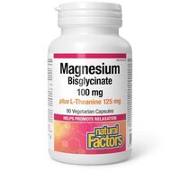 Вітаміни та мінерали Natural Factors Magnesium Bisglycinate plus L-Theanine 100 mg/125 mg, 90 вегакапсул