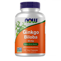 Натуральна добавка NOW Ginkgo Biloba 60 mg, 120 вегакапсул