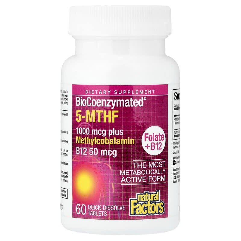 Витамины и минералы Natural Factors BioCoenzymated Methylfolate 1000 ...