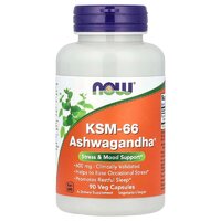 Натуральная добавка NOW KSM-66 Ashwagandha 600 mg, 90 вегакапсул