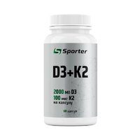Вітаміни та мінерали Sporter D3 + K2, 60 капсул