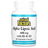 Натуральна добавка Natural Factors Alpha-Lipoic Acid with B1 & B2, 60 вегакапсул