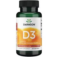 Вітаміни та мінерали Swanson Vitamin D3 5000 IU High Potency, 250 капсул