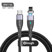 Кабель магнитный с быстрой зарядкой Elough 14 Contact 3 A, Type C - Lightining, 0.5 м, Grey - плоский коннектор