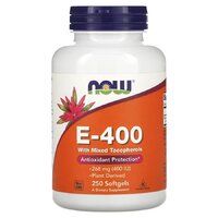 NOW Vitamin E-400 with Mixed Tocopherols, 250 капсул