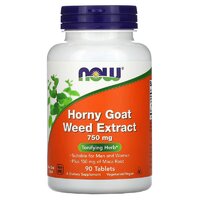 Натуральна добавка NOW Horny Goat Weed 750 mg, 90 таблеток