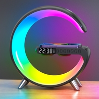 Нічник настільна лампа смарт RGB Happy Light Smart Light Sound Machine з бездротовою зарядкою 15W і Bluetooth колонкою 3W, ЧОРНИЙ, ПРИМ'ЯТА КОРОБКА